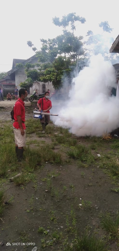 Antisipasi DBD Pemdes Sukajaya Gelumbang, Lakukan Fogging